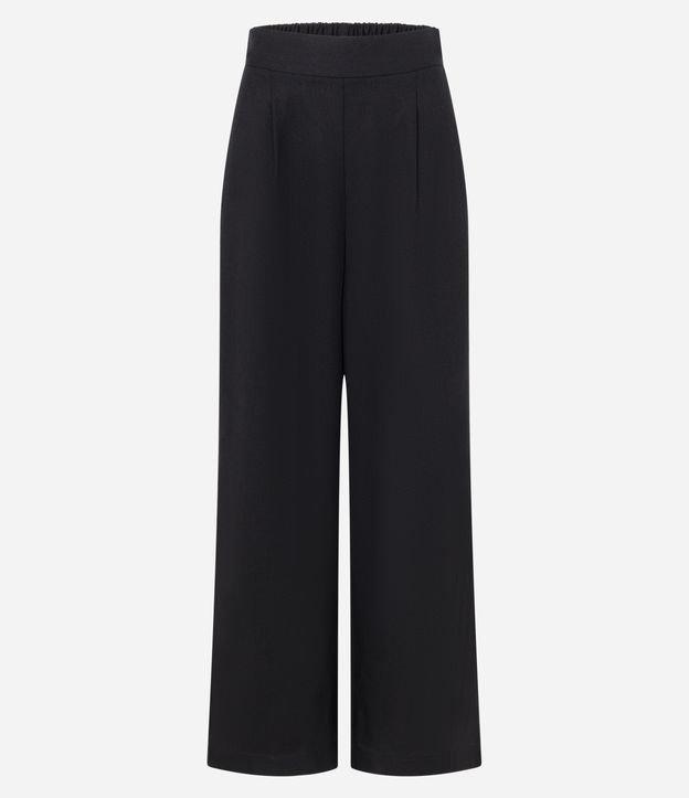Calça Pantalona em Viscolinho com Pregas e Elástico nas Costas - 1