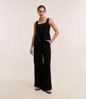 Calça Pantalona em Viscolinho com Pregas e Elástico nas Costas - 2