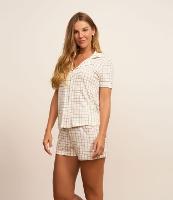 Pijama ShortDoll Americano Estampa Xadrez Grid - 1