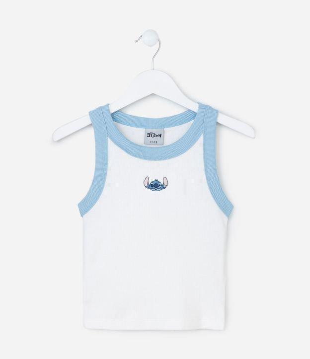 Regata Infantil em Ribana com Bordado Stitch - Tam 5 a 14 Anos - 1