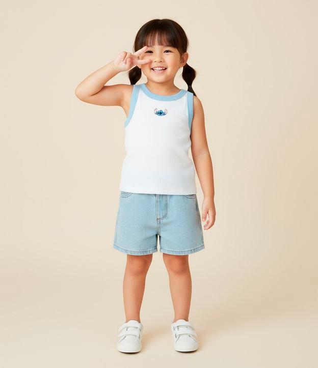 Regata Infantil em Ribana com Bordado Stitch - Tam 5 a 14 Anos - 2