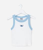 Regata Infantil em Ribana com Bordado Stitch - Tam 5 a 14 Anos - 1