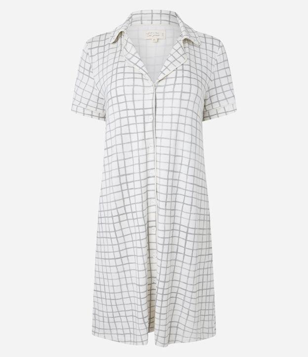 Camisola Americana em Viscose Estampa Xadrez Grid - 1