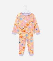 Pijama Infantil com Estampa Arco Íris e Flores - Tam 1 a 4 Anos - 1