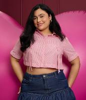 Camisa Cropped com Bolsos e Laços Curve & Plus Size - 1