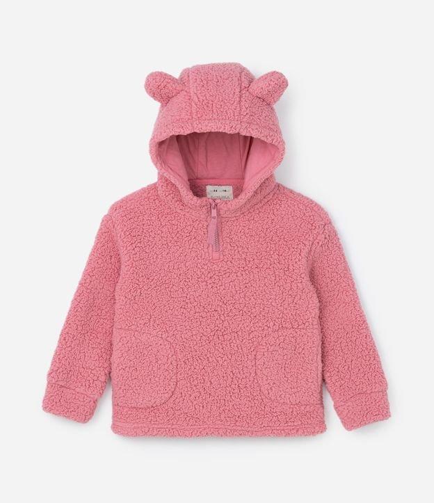 Casaco Fechado Infantil em Sherpa com Capuz de Orelhinhas - Tam 5 a 14 anos - 1