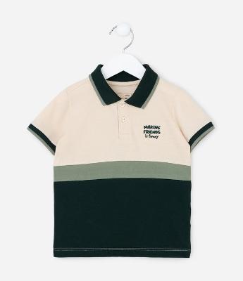 Camiseta Polo Infantil com Bordado Friends - Tam 1  a 6 Anos