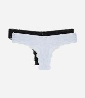 Kit 02 Calcinhas Biquíni Fio Duplo em Renda Floral - 1