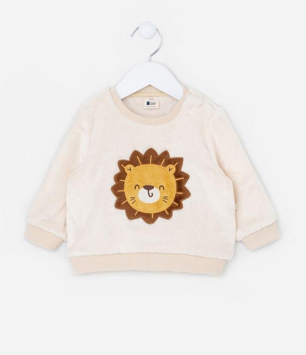 Casaco Infantil em Fleece com Bordado Leãozinho - Tam 0 a 18 meses - 1