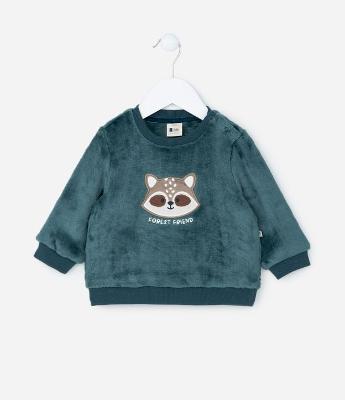 Casaco Infantil em Fleece com Bordado Guaxinim - Tam 0 a 18 meses