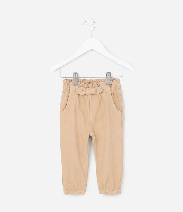 Calça Infantil em Veludo com Lacinho na Cintura - Tam 3 a 18 meses - 1