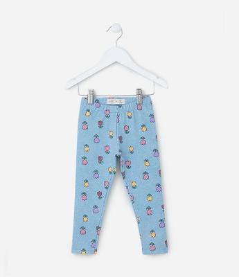 Calça Legging Infantil Quentinha com Estampa Tulipas - Tam 1 a 6 Anos