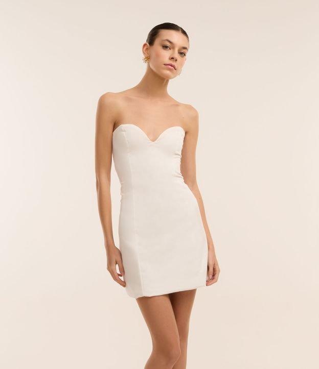 Vestido Curto em Alfaiataria com Decote Coração e Zíper nas Costas - 1