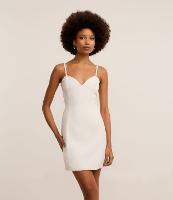 Vestido Curto em Alfaiataria com Decote Coração e Zíper nas Costas - 2