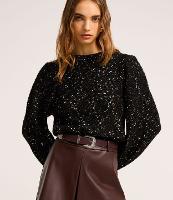 Suéter em Tricô com Manga Ampla com Fio Metalizado Botonê - 1