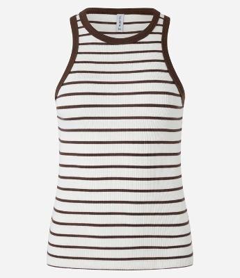 Blusa Regata Básica em Ribana Listrada