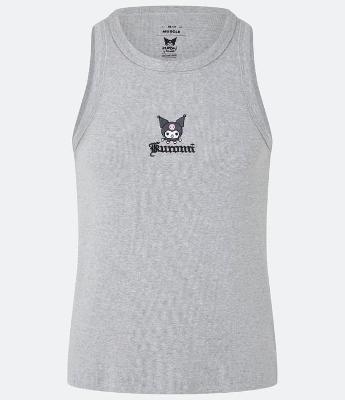 Regata Muscle em Ribana com Efeito Mescla Kurumi Hello Kitty