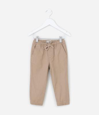 Calça Jogger Infantil em Sarja com Amarração - Tam 5 a 14 Anos