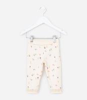 Calça Legging Infantil com Cós Dobrado e Estampa Floral - Tam 0 a 18 meses - 1