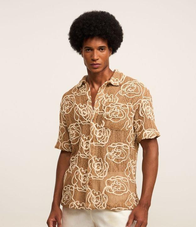 Camisa em Tricô com Textura Floral - 1