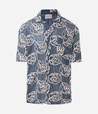 Camisa em Tricô com Textura Floral