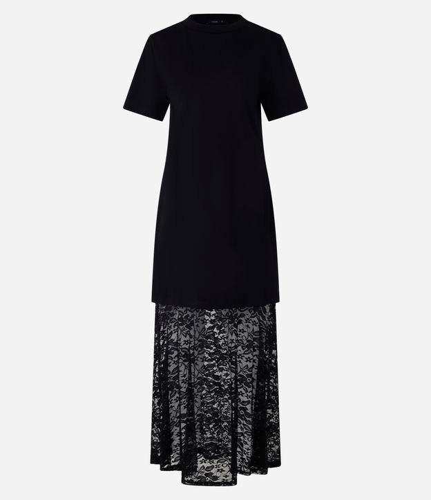 Vestido Longo em Algodão com Renda na Barra - 1