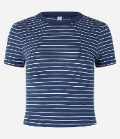 Blusa Cropped em Ribana Básica Listrada - 1