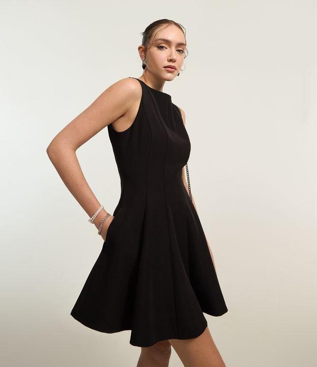 Vestido Curto Skater Alfaiataria sem Manga - 1