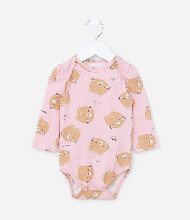 Body Infantil com Estampa Carinha de Gatinha - Tam 0 a 24 meses - 1