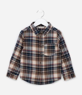 Camisa Infantil em Flanela com Estampa Xadrez - Tam 1 a 6 Anos