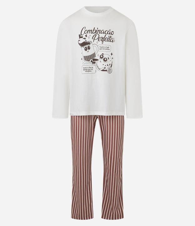 Pijama Longo em Chenille com Estampa Combinação Perfeita - 1