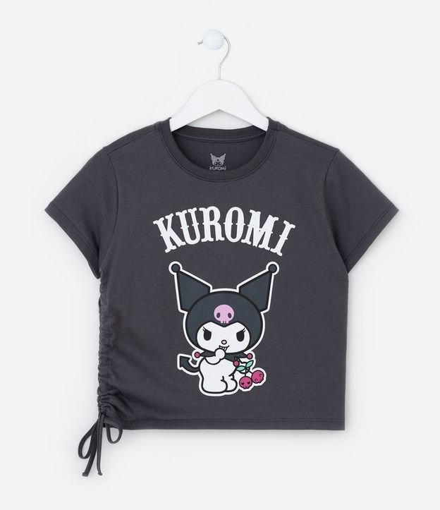 Camiseta Infantil com Amarração e Estampa Kuromi - Tam 5 a 14 Anos - 1