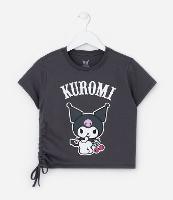 Camiseta Infantil com Amarração e Estampa Kuromi - Tam 5 a 14 Anos - 1