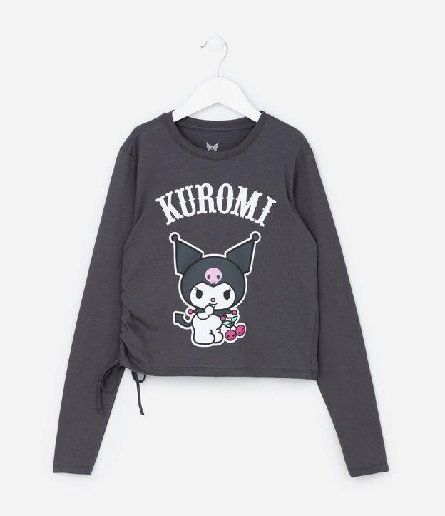 Camiseta Infantil com Amarração e Estampa Kuromi - Tam 5 a 14 Anos - 1