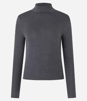 Blusa Texturizada com Gola Alta e Manga longa