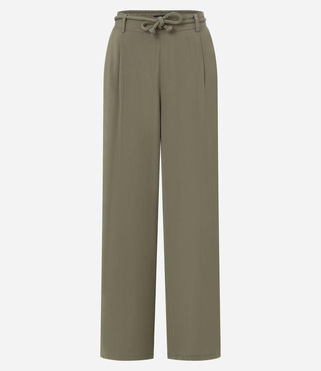 Calça Wide Leg Cintura Alta em Viscose com Cinto Corda - 1