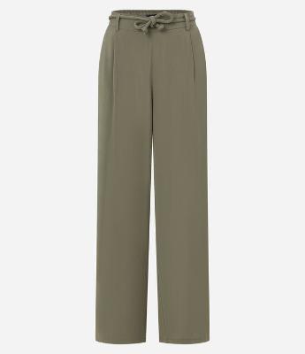 Calça Wide Leg Cintura Alta em Viscose com Cinto Corda