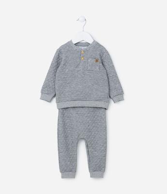 Conjunto Infantil com Textura Matelassê - Tam 0 a 18 meses