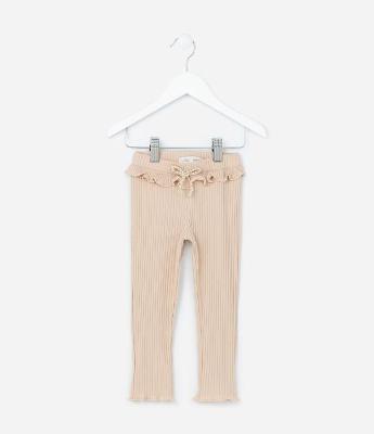 Calça Legging Infantil Canelada com Babadinho - Tam 1 a 6 Anos