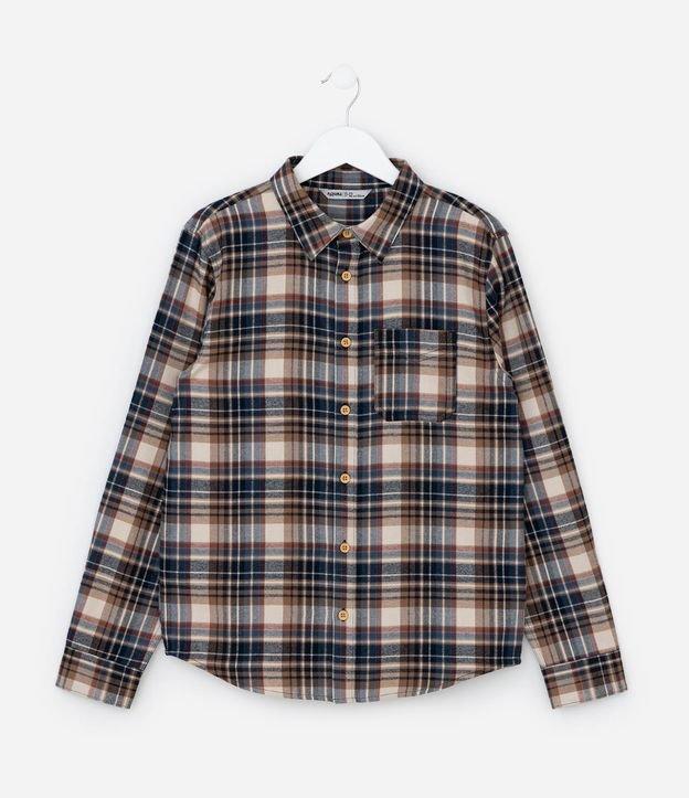 Camisa Infantil em Flanela com Estampa Xadrez - Tam 5 a 14 Anos - 1