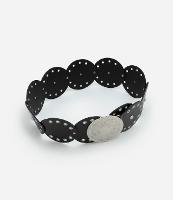 Cinto Largo de Discos e Tachas com Fivela de Níquel Escovado - 1