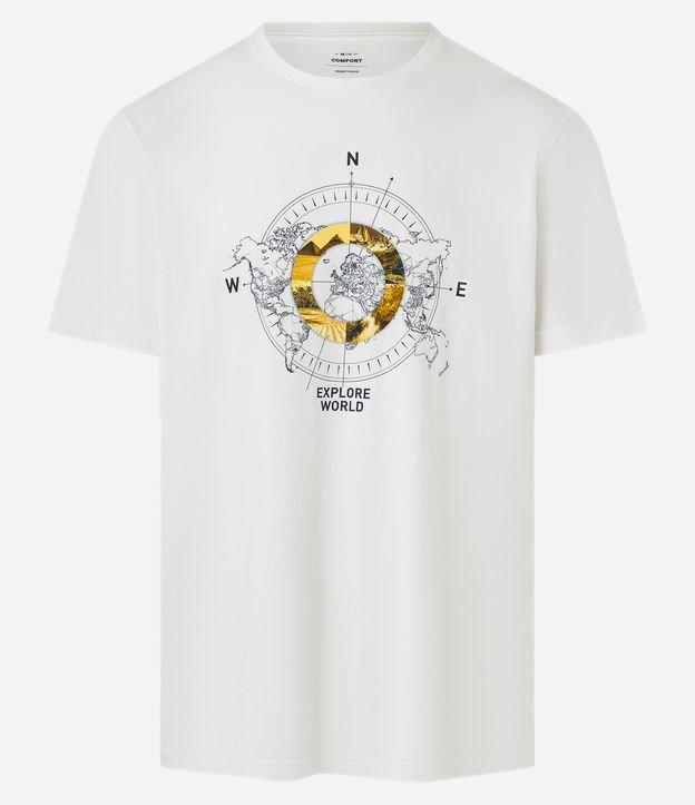 Camiseta Comfort em Algodão com Estampa de Bússola - 1