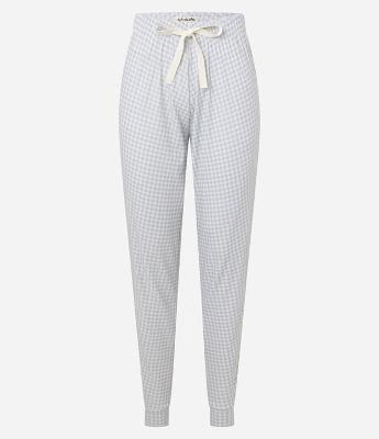 Calça de Pijama Jogger em Ribana Estampada Vichy com Laço na Cintura