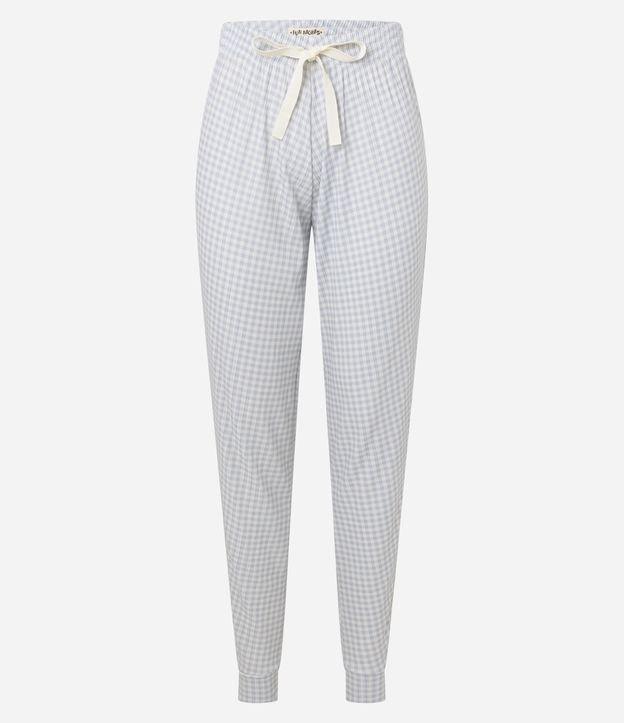 Calça de Pijama Jogger em Ribana Estampada Vichy com Laço na Cintura - 1