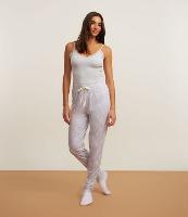 Calça de Pijama Jogger em Ribana Estampada Vichy com Laço na Cintura - 2