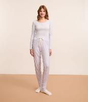 Calça de Pijama Jogger em Ribana Estampada Vichy com Laço na Cintura - 3