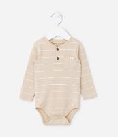 Body Infantil com Estampa de Listras e Bolsinho - Tam 0 a 18 meses - 1