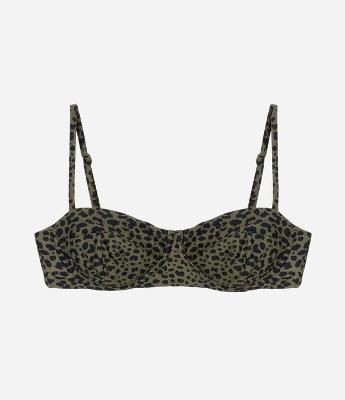 Biquíni Top Meia Taça em Microfibra com Estampa Onça