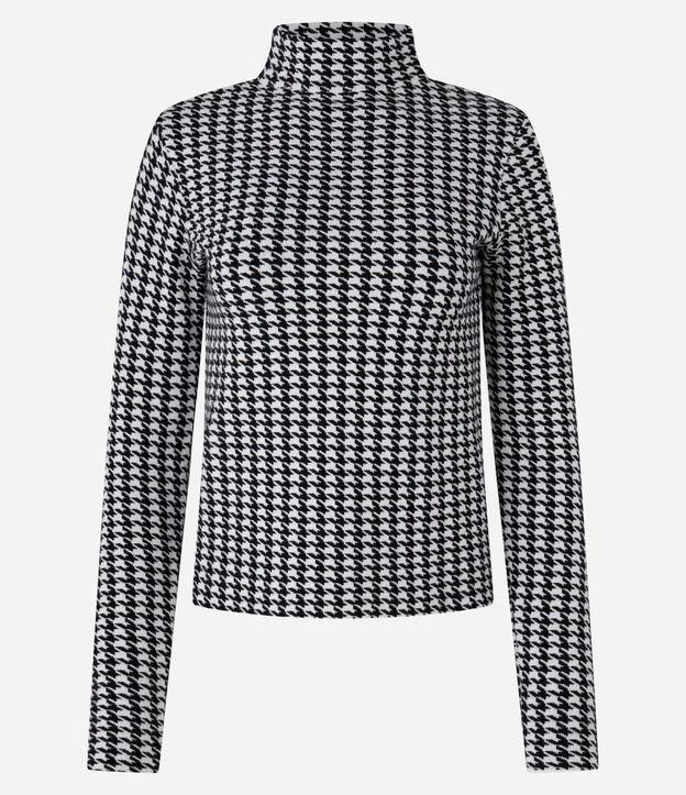 Suéter em Jacquard com Gola Alta e Estampa Pied de Poule - 1