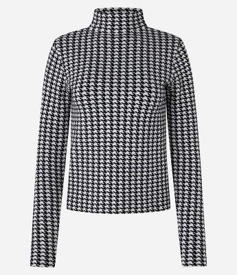 Suéter em Jacquard com Gola Alta e Estampa Pied de Poule